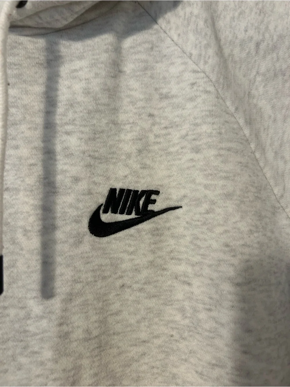 Nike Women’s Heather Light Gray Pullover Hoodie with Black Logo